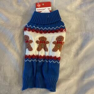 Festival Dog puppy sweater SMALL gingerbread knit blue brown 10 inches